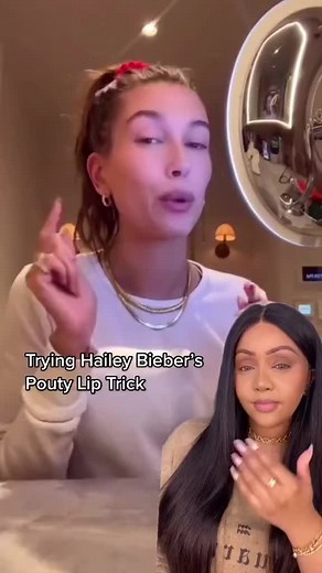 Trying Hailey Bieber's Lip Trick Makeup Tutorial