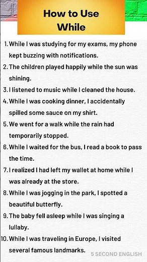 How to use While in english #shorts