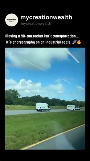 creation wealth on Instagram: "Moving a 90-ton rocket isn’t transportation… It’s choreography on an industrial scale. 🚀🔥 Every movement is engineered with extreme precision 📏 Specialized hydraulic platforms (SPMTs) carry the booster at walking speed, while teams of engineers guide the operation through constant radio communication 🎧👷‍♂️ 🧩 Every turn 📍 Every incline 🛣 Every curve in the road All are mapped and simulated weeks in advance to protect the rocket’s structure from even the smal