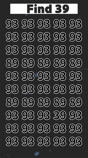 7초 이내에 숫자 👉39를 찾아보세요 #puzzle #관찰력 #mathgame