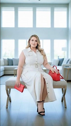 Plus Size White Shirt Dress 2026 | Elegant Curvy Fashion Look 🤍 #Fashion2026 #ViralLook #shorts ♥️🌹