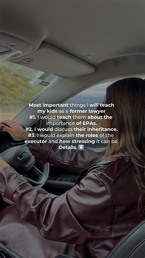 As A Former Lawyer… Things I Will Teach My Kids 📕 ✅ I would teach them about the importance of EPAs I will explain that in case I lose my mental capacity or physical health significantly becomes worse, either they or someone in the family will be responsible for taking decisions on my behalf. Otherwise, they will have to apply to the court before anyone can do anything. ✅ I would discuss their inheritance. I would share which child gets what, then document everything in the will, and tell them 