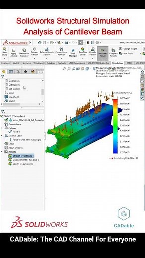 Solidworks Structural Simulation | Analysis of Cantilever Beam #solidworkssimulation
