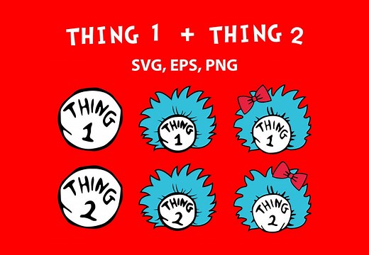 Thing 1 Thing 2 SVG Clipart, Dr. Seuss Inspired (digital Download) - Etsy