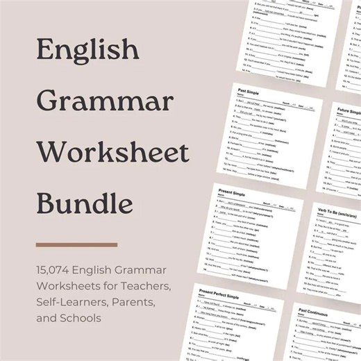 15.074 hojas de trabajo de gramática inglesa / 312.219 ejercicios - 197 temas / PDF imprimibles en inglés para profesores y estudiantes de ESL / Descarga instantánea - Etsy México