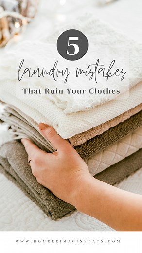 👚🙅‍♂️ 4 Laundry Mistakes You MUST Avoid! Say goodbye to wardrobe disasters and stop ruining your clothes! 👖👗Reimagine Your HomeRoom-By-Room Series 🏡Laundry Day 30: Laundry Mistakes 1️⃣ Step away from the dryer with your workout gear! 🏋️‍♀️ Dryer heat breaks down the Lycra in the athletic clothes, leading to overstretching and wear. Opt for air drying or use the "air fluff" setting for a snug fit that lasts. 💪2️⃣ Towels Clothes = Laundry No-No! 🚫 Towels hog water in the washer, leaving yo