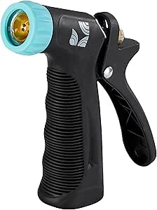 Industrial Hot/Cold Water Jet Hose Nozzle 500012 with Threaded Tip, Rear Trigger and Comfort Grip by New England Garden Tools for Cleaning Kitchens & Work Sites, Watering Plants & Yards, Washing Cars