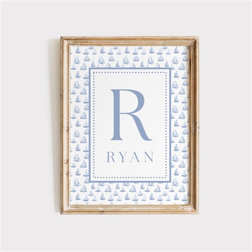 Sailboat Nursery Wall Art: Blue Baby Boy Room Decor, Custom Name Print Ocean Theme Toddler Room, Baby Shower Gift - Etsy
