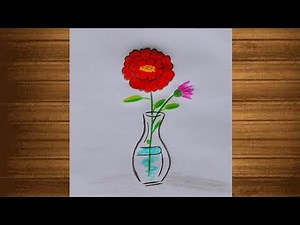 How to Draw Beautiful Flower Vase || Easy Step by Step