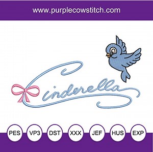 Princess Cinderella Autograph Machine Embroidery Design. - Etsy