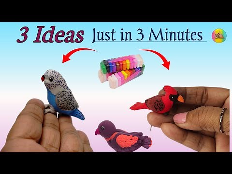 3 DIY Air dry clay bird | How to make clay bird sculpture
