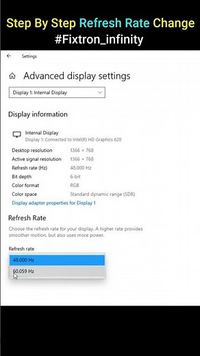 🖥️ Laptop Display Not Smooth? Change Refresh Rate NOW! ⚡ Hidden Setting 👀 60Hz ➝ 144Hz 😍
