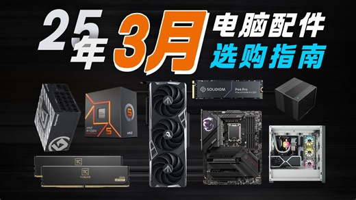 【25年2-3月电脑配件选购指南】配件挑选更轻松！根据图表即可0基础打造专属配置单！DIY电脑配件推荐