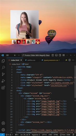 Desarrolla un Slider de Producto con Lupa en HTML y CSS