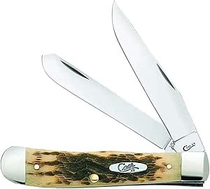 Case XX WR Pocket Knife Trapper With Genuine Bone Handle, Carbon Steel Blade(s), Length Closed: 4 1/8 Inches (Amber Bone)