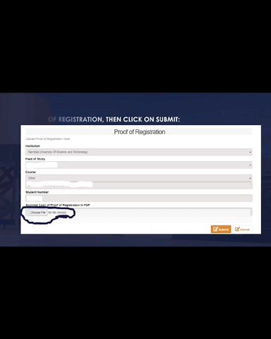Information on how to upload proof of registration. | NSFAF