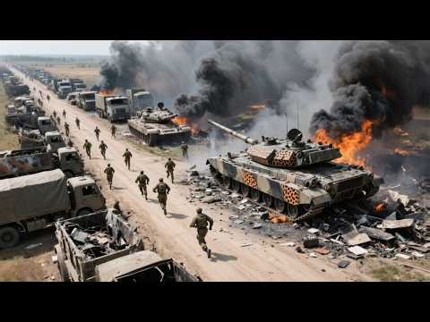 15 minutes ago! A convoy of 200 US tanks was destroyed by a Russian missile on the border