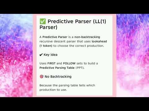 CS3501 UNIT 22 &Recursive descent parser predictive parser