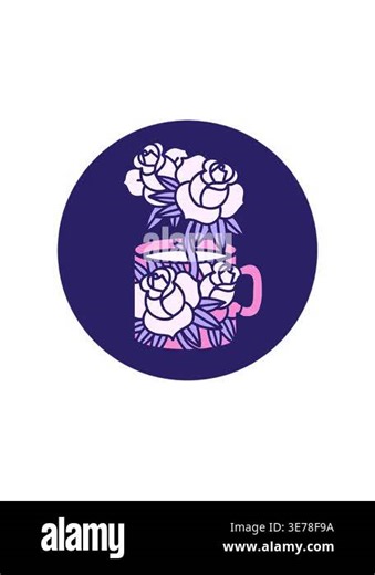 radioactive glowing animation of a cup and flowers icon Stock Video Footage - Alamy