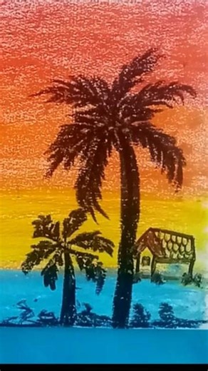 How to Make Landscape through Crayon Colours | Sketching Landscape #shorts #newtrend #explore