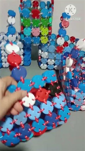 ตะกร้า ทำจากฝาขวดน้ำ ร้อยเชือกฟาง #handmade #diy #craft