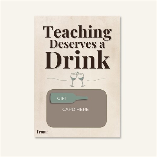 Teacher Appreciation Wine or Beer Gift Card Holder | Alcohol Gifts | Funny | Instant Download - Etsy