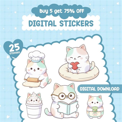 Digital Sticky Notes Kawaii Cat Stickers | Goodnotes Stickers | Functional Memo Post-it | Notability Stickers | Digital Planner Stickers - Etsy