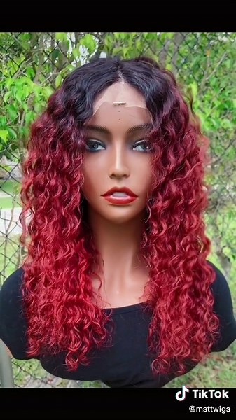 Watch me color our 18” black deep wave lace frontal wig to ruby red ombré 🔥🔥 #lacewigs #lacefrontwig #ombrewig #redombre #humanhairwig #lacewig #deepwavewig #13x4frontals #lacefront #ombrehair #lacefrontalwigs #redwig #frontalwigs #hairtutorial #wigs #wigslayer #wigstore