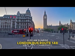 Double-decker Bus Ride through London at Sunrise: London Bus 148 from White City to Camberwell 🚌🌇