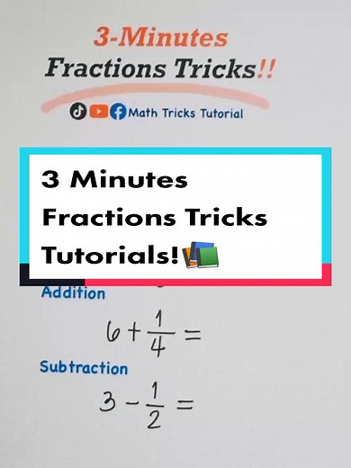 3 Minutes Fractions Tricks Tutorials!