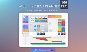 Multi Project Planner 100 Pro Management Dashboard | Excel Gantt Timeline & Kanban Board | Task Manager | Project Manager | Digital Planner - Etsy