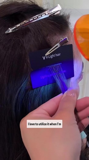 V-Light extensions are here and blowing up! This new extension style is weightless, instant and seamless. This style of extension can be used anywhere in the hair to fill in problem areas and create fullness wherever desired. This method is definitely not intended to be used on the entire head to create length. No one is getting 24” v light extensions here, but you can create hilites, money pieces, curtain bangs, fill in hairlines and use where other extensions wouldn’t dare to go. This is uniqu