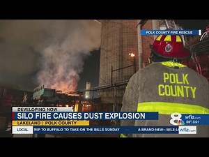 Large silo fire sparks dust explosion in Lakeland industrial area