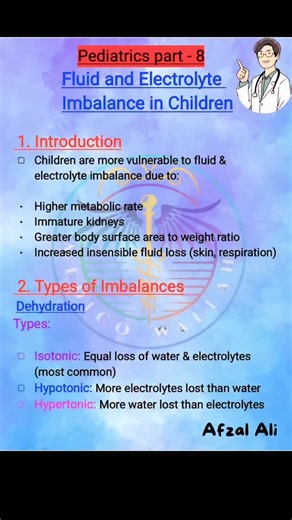 Afzal Ali | 🧒💧 Fluid & Electrolyte Imbalance in Children – A Hidden Danger! Kids lose fluids faster than adults — dehydration, vomiting, diarrhea, or... | Instagram