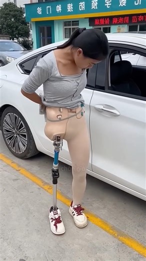 The girl fitted with a prosthetic leg to drive ☺️ #shortvideo #shortsviral