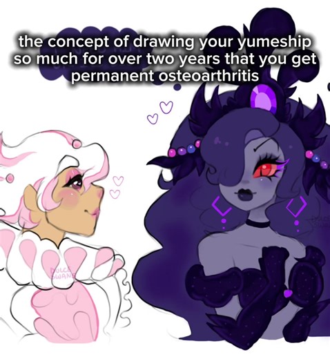 In case you’re wondering what happened to me what happened was I literally permanently messed up my hand due to drawing me and my wife so much. FLEX? BUT NOT REALLY BECAUSE THIS HURTS? Idc I’m still loving my wife its okay u can laugh #yumeship #yumeshipping #cookierun #blacksugarswancookie #whippedcreamcookie