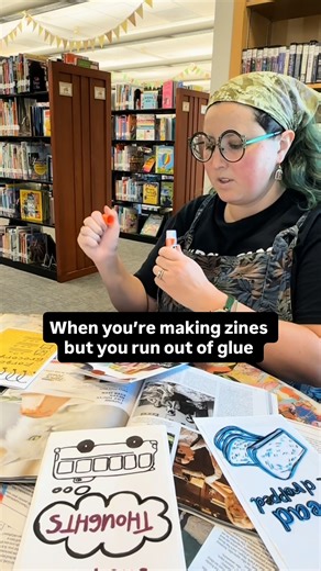 Zine meltdown? 😩 Chill, we’ve got all the glue you need! ✂️ Ages 12-18 can learn the history of zines and create your own with Librarian Amanda Roper on Wednesday, Nov. 19 at 6 p.m. in the Teen Space. All supplies included.✨ #jcpubliclibrary #downtownjctn #johnsoncitytn #johnsoncitytennessee #jcplteens #librarylove #zines #librarylife | Johnson City Public Library
