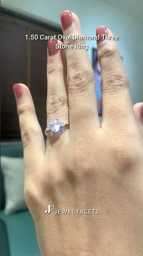 1.50 Carat Oval Diamond Three Stone Ring ✨ Elegant Luxury Engagement Ring.
