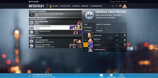 Battlefield 4 Battlelog detailed in a new trailer, with "enhanced" features and greater social integration