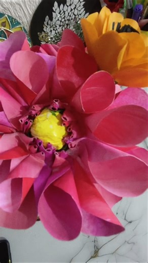 paper dahlia diy l how to make dahlia flower 🌸 #shorts #viralvideo #diy #craft #art #flowers