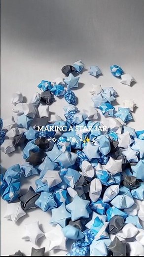 aesthetic blue star jar ✨ │ paper lucky stars 🎐│ diy room decor idea