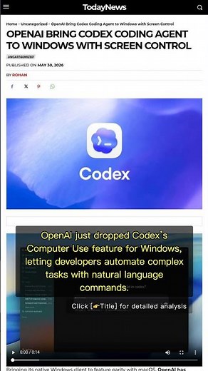 🧐👉 OpenAI Codex Empowers Windows: AI Now Controls Your Screen #QixNewsAI