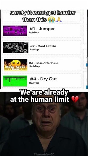 Geometry Dash top 4 hardest levels? 💔