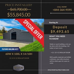 SALE - For a limited time this 60W X 100L X 14/10H Custom Metal...