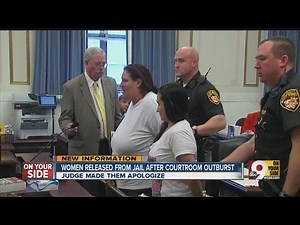 Women jailed after courtroom outburst apologize, released
