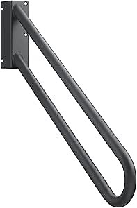 Hold Tight Handrails Steel Jamb-Mount Handrail - Heavy Duty Stair Railing for Decks, Porch, Mobile Homes, Short Stairway - Weatherproof & Non-Slip Powder Coated Finish - [Left Handed], [32"], [Black]