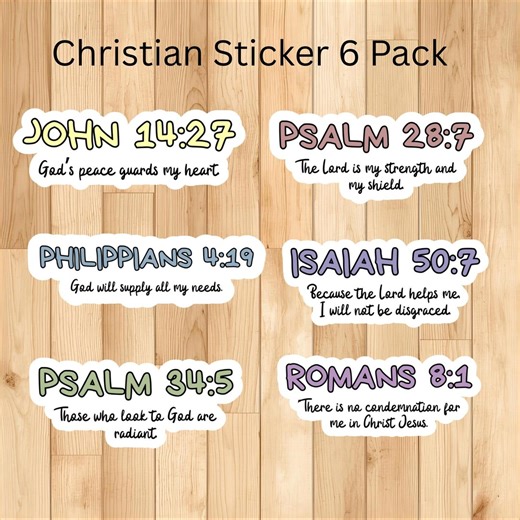 Christian Sticker Pack, Faith Sticker Set, Bible Verse Stickers, Christian Decal, Religious Gift, Scripture Stickers, 6 Pack Stickers - Etsy
