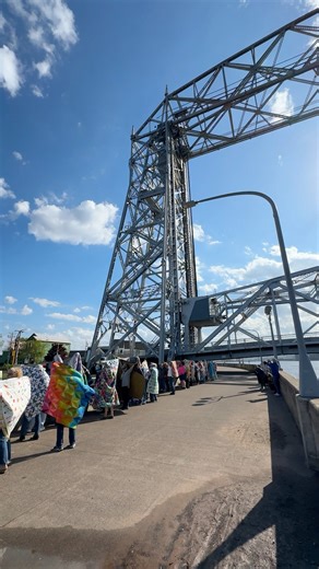 The march of the Quilters! Members of Minnesota Quilters, Inc. proudly displayed their quilted creations across the Lift Bridge today to build excitement for the upcoming MN Quilt Show. The MN Quilt Show will be at the DECC this Thursday - Saturday (June 13-15) open from 8:30am - 4:00pm. | DECC - Duluth Entertainment Convention Center
