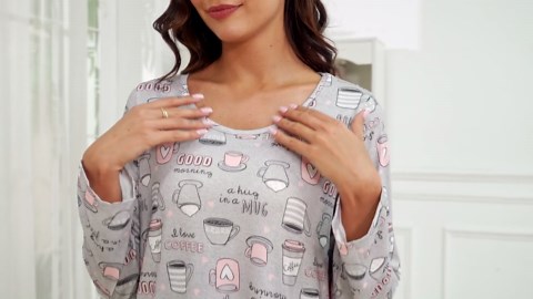 American Trends Womens Long Sleeve Nightgowns Cotton Nightgowns Sleep Shirt for Women Soft House Dresses Night Gown for Ladies