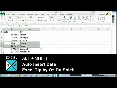 ALT + Shift - Automatically insert Cells - Excel Keyboard Shortcuts